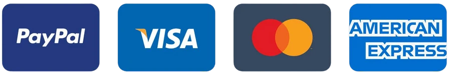 PayPal, Visa, Mastercard, American Express