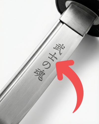 Exemple de gravure sur la lame d’un katana